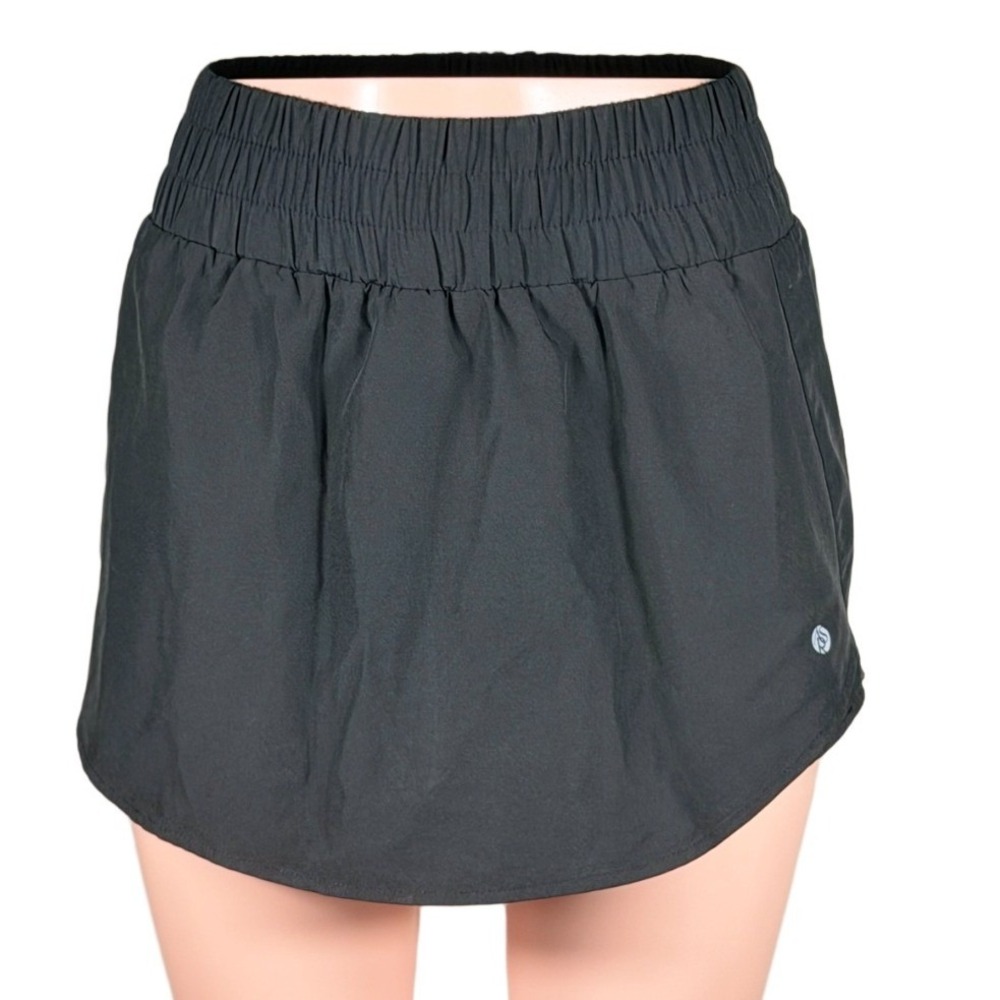 AS Revival Black Smocked Waist Active Skort Women Small Running Tennis Skirt